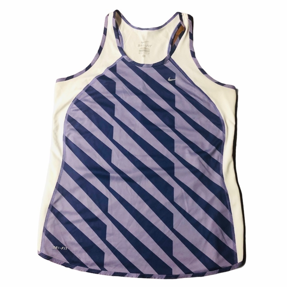 NIKE - WOMENS PURPLE & WHITE ATHLETIC TANK SZ M